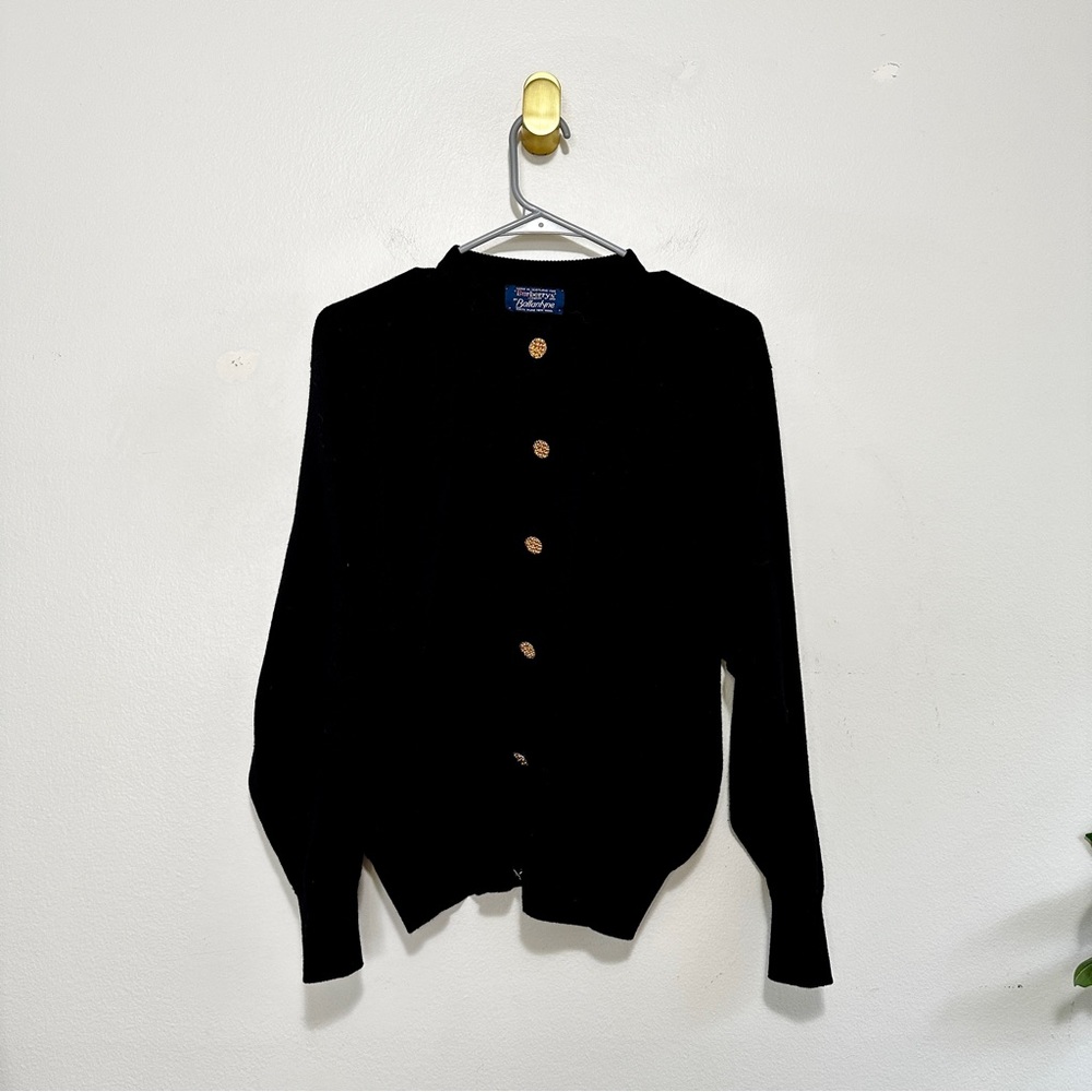 Burberry London by Ballantyne Women Black Button Cardigan Medium or Large Wool